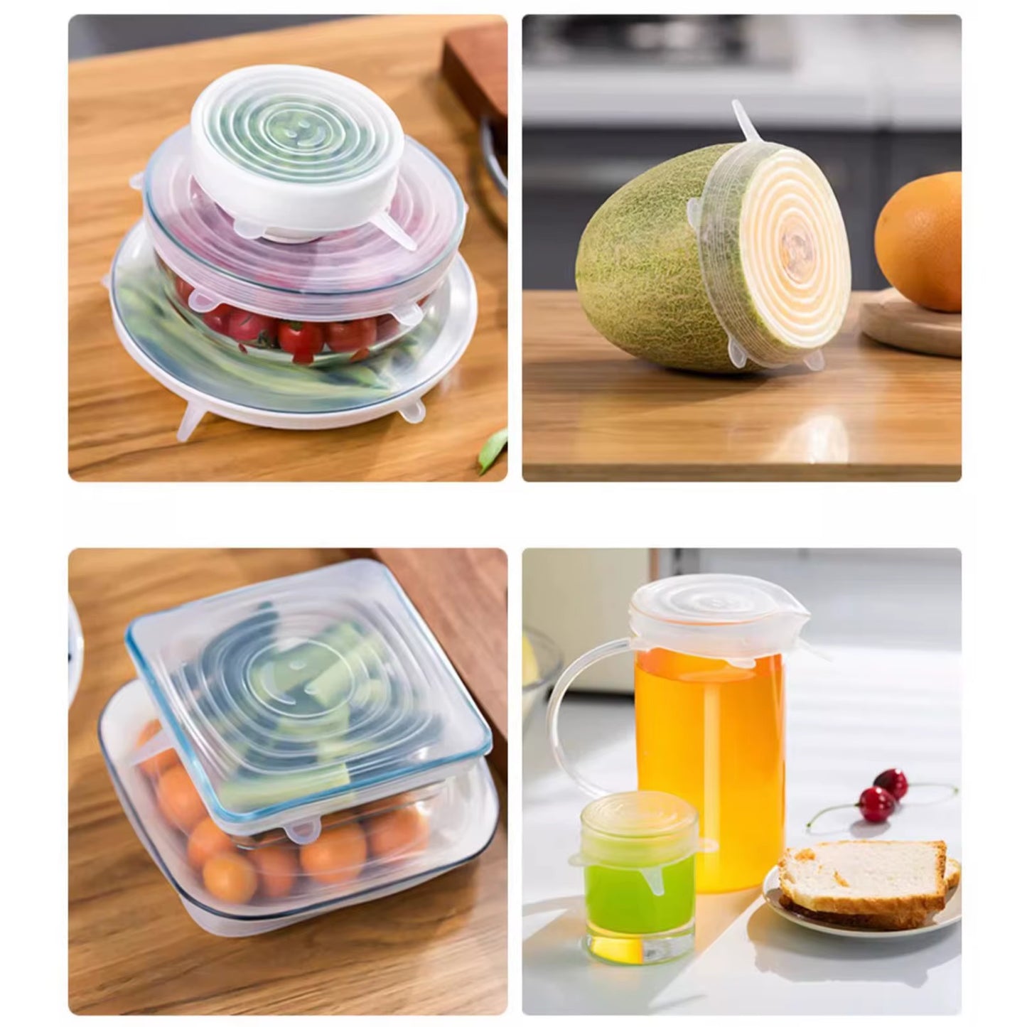 Silicone Food Storage Containers 6Oz 6Pcs Silicone Stretch Lids Reusable Food Storage Lids for Bowls Reusable Bag Holder Storage