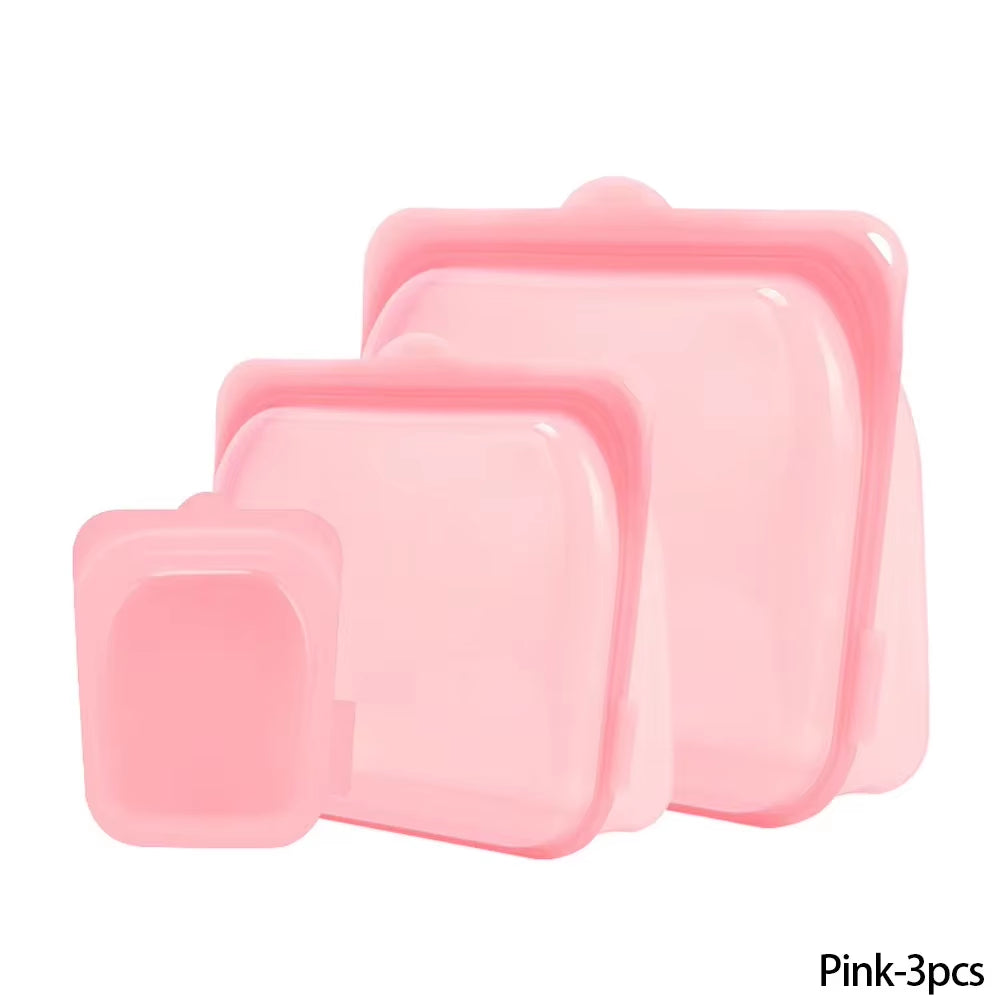 Silicone Food Storage Bag Reusable Stand up Zip Bag Leakproof Containers Fresh Bag Food Storage Bag Fresh Wrap Ziplock Bag