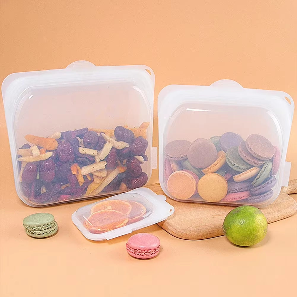 Silicone Food Storage Bag Reusable Stand up Zip Bag Leakproof Containers Fresh Bag Food Storage Bag Fresh Wrap Ziplock Bag