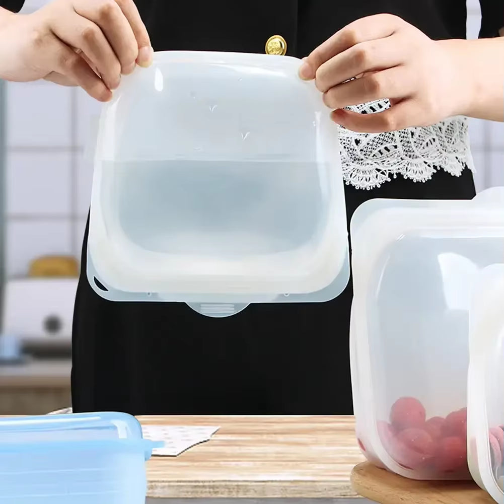 Silicone Food Storage Bag Reusable Stand up Zip Bag Leakproof Containers Fresh Bag Food Storage Bag Fresh Wrap Ziplock Bag