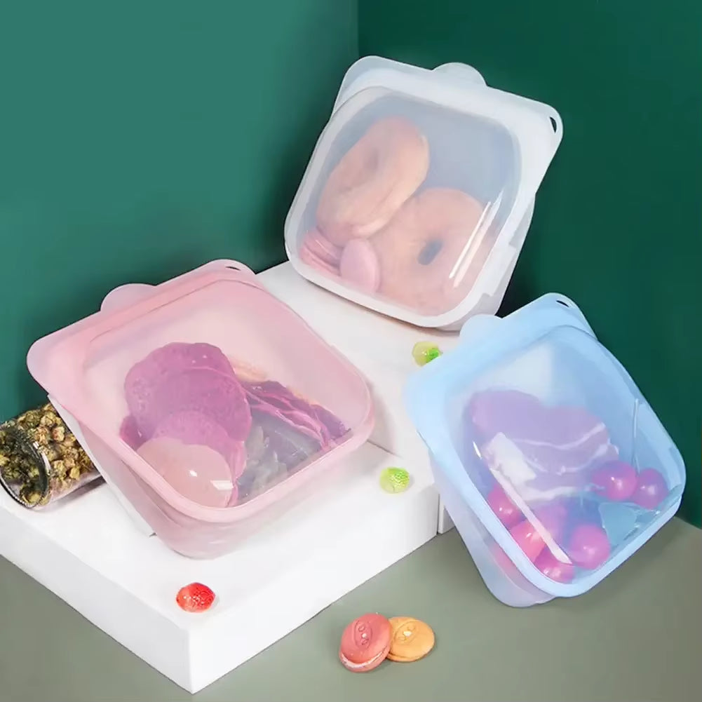Silicone Food Storage Bag Reusable Stand up Zip Bag Leakproof Containers Fresh Bag Food Storage Bag Fresh Wrap Ziplock Bag