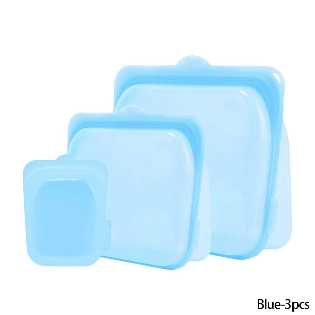 Silicone Food Storage Bag Reusable Stand up Zip Bag Leakproof Containers Fresh Bag Food Storage Bag Fresh Wrap Ziplock Bag