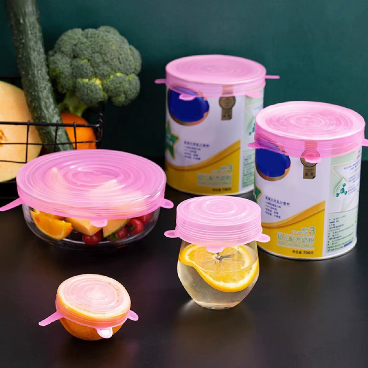 Silicone Food Storage Containers 6Oz 6Pcs Silicone Stretch Lids Reusable Food Storage Lids for Bowls Reusable Bag Holder Storage