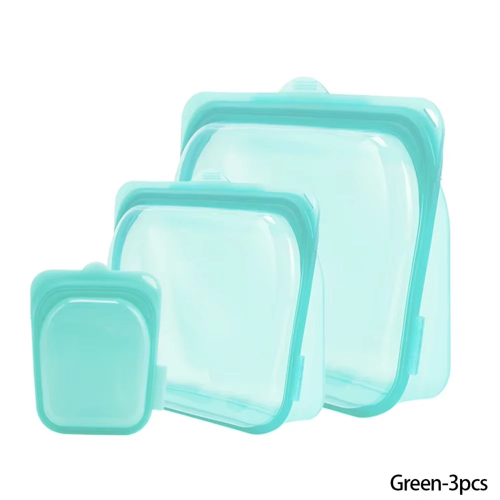 Silicone Food Storage Bag Reusable Stand up Zip Bag Leakproof Containers Fresh Bag Food Storage Bag Fresh Wrap Ziplock Bag